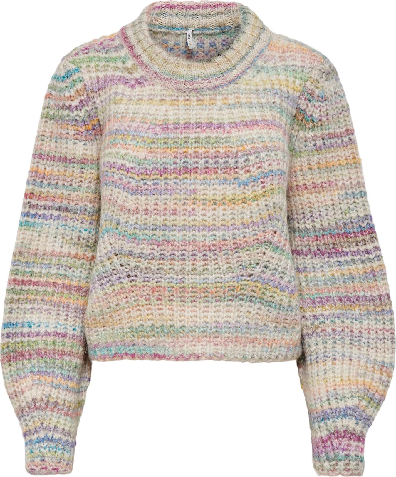 Only Petite Svetr 'Carma' kámen / světle zelená / fialová / pink