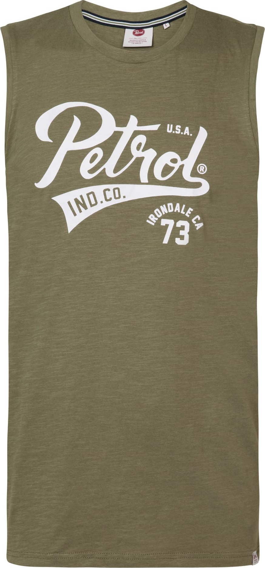 Petrol Industries Tričko khaki / bílá