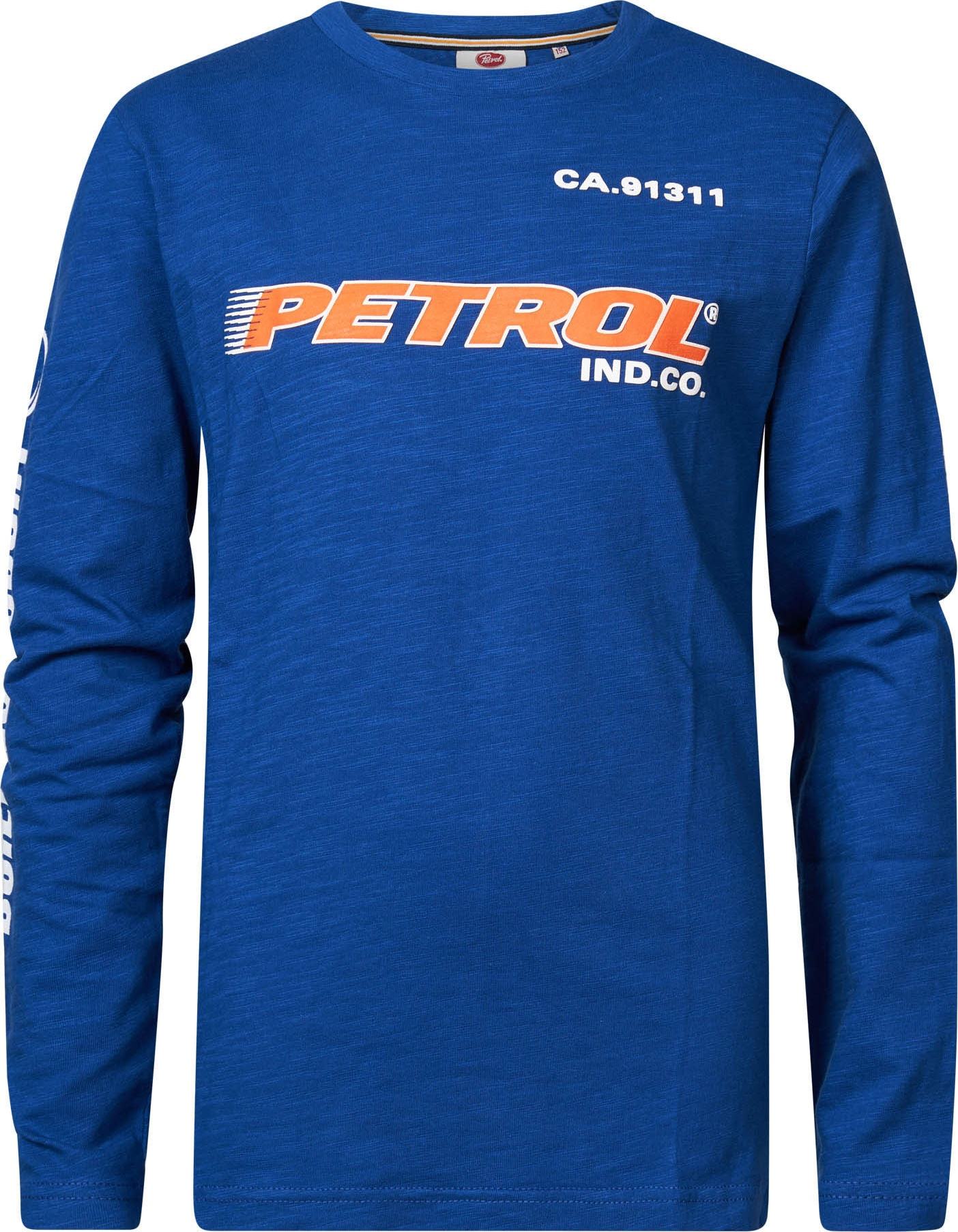 Petrol Industries Tričko královská modrá / oranžová / bílá