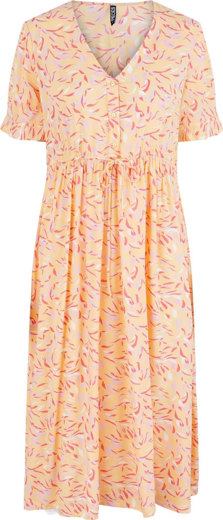 PIECES Šaty 'NYA' šeříková / pastelově oranžová / světle růžová / bílá