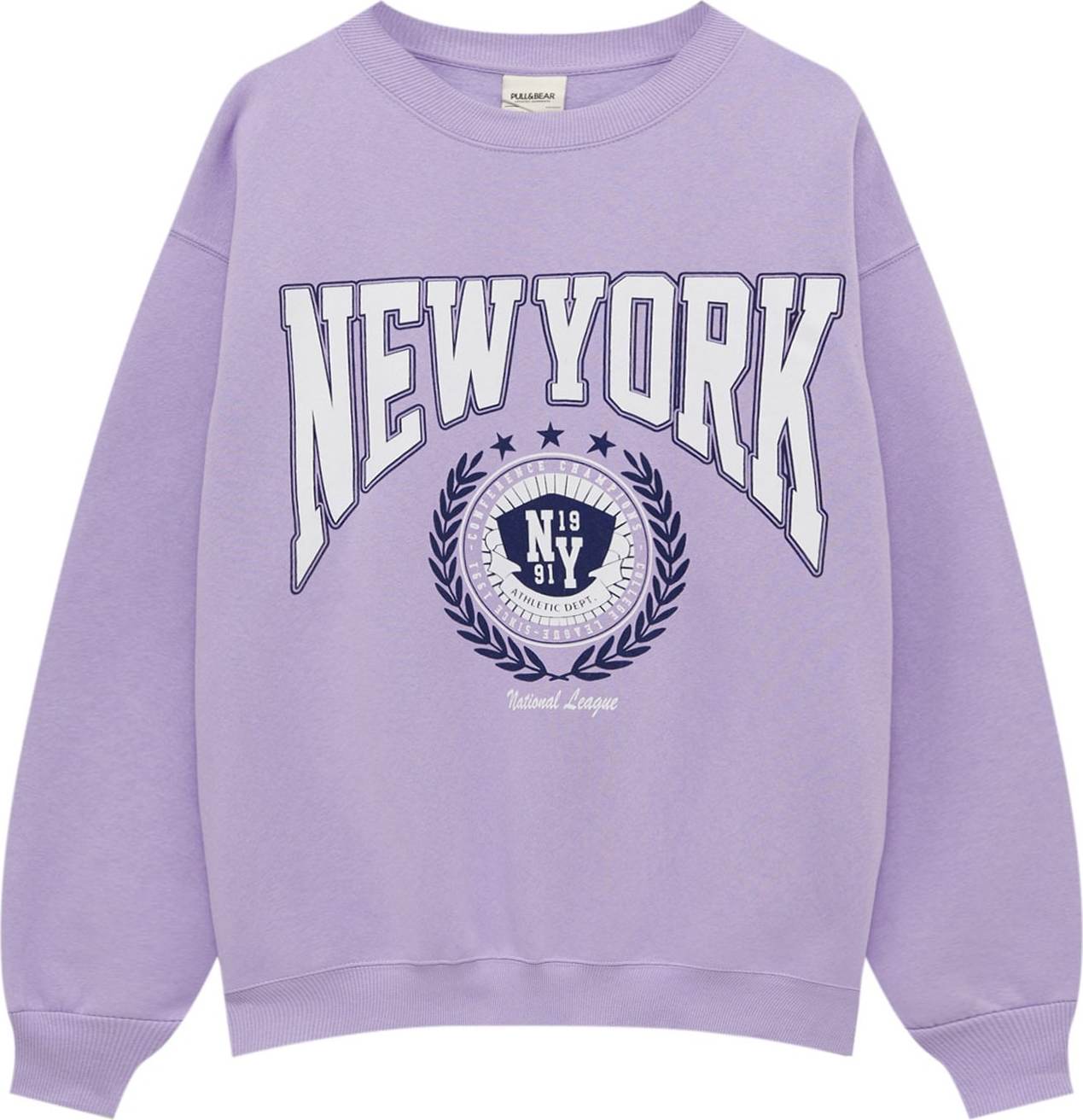 Pull&Bear Mikina námořnická modř / světle fialová / bílá