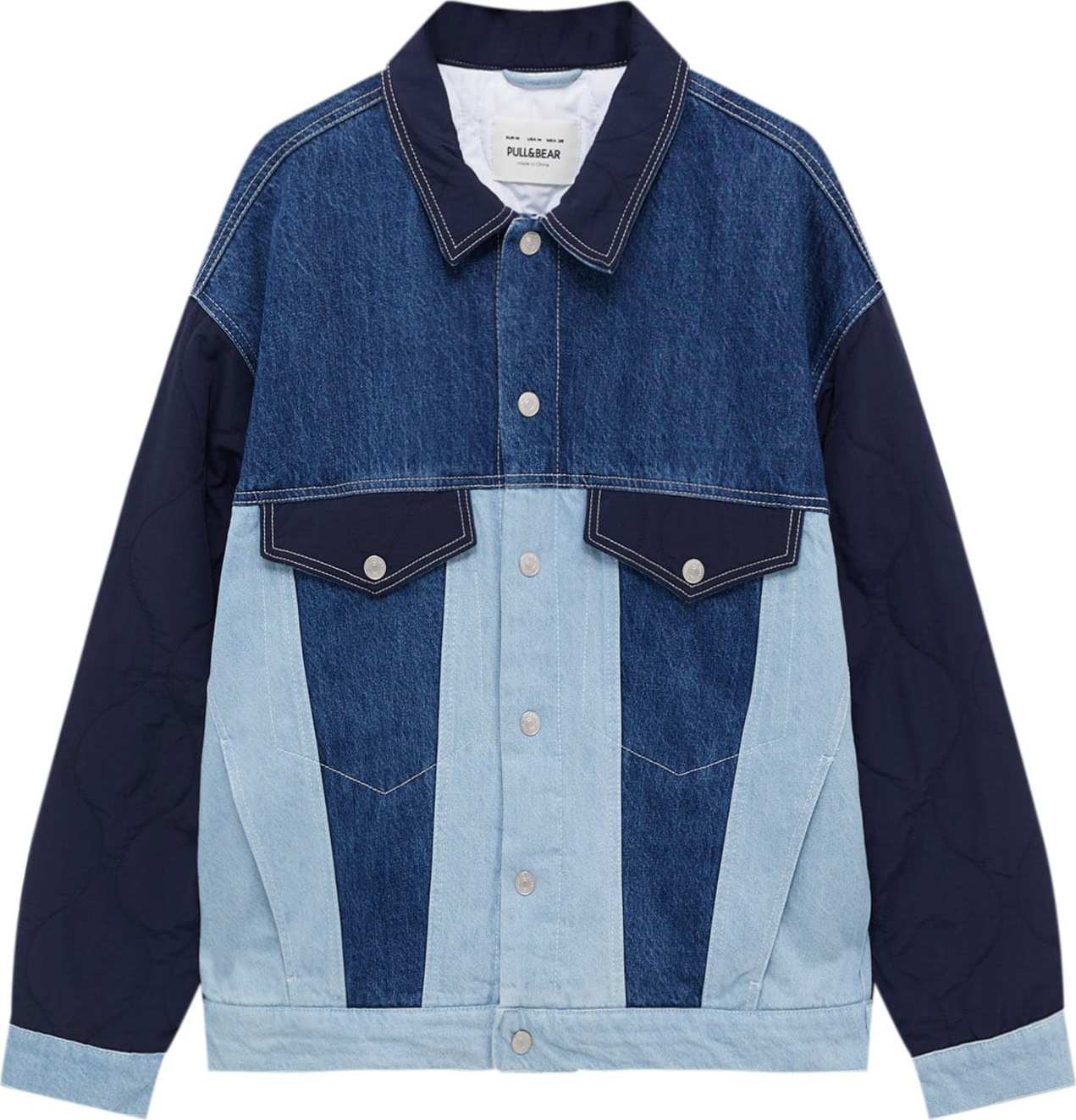 Pull&Bear Přechodná bunda modrá džínovina