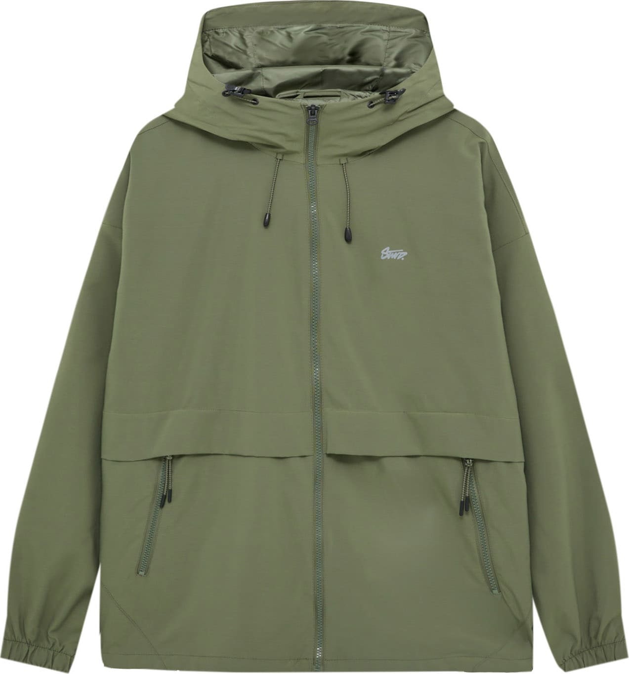 Pull&Bear Přechodná bunda stříbrně šedá / khaki