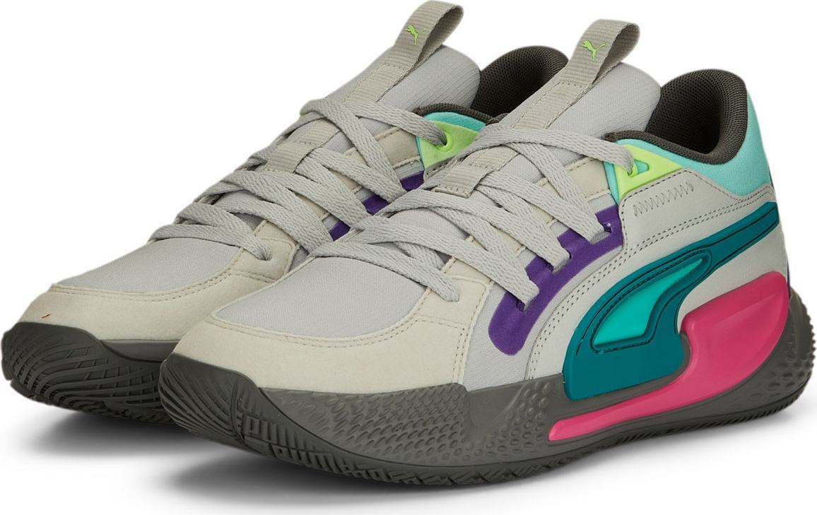 PUMA Sportovní boty 'Court Rider Chaos Daytona' světle šedá / nefritová / tmavě fialová / bílá