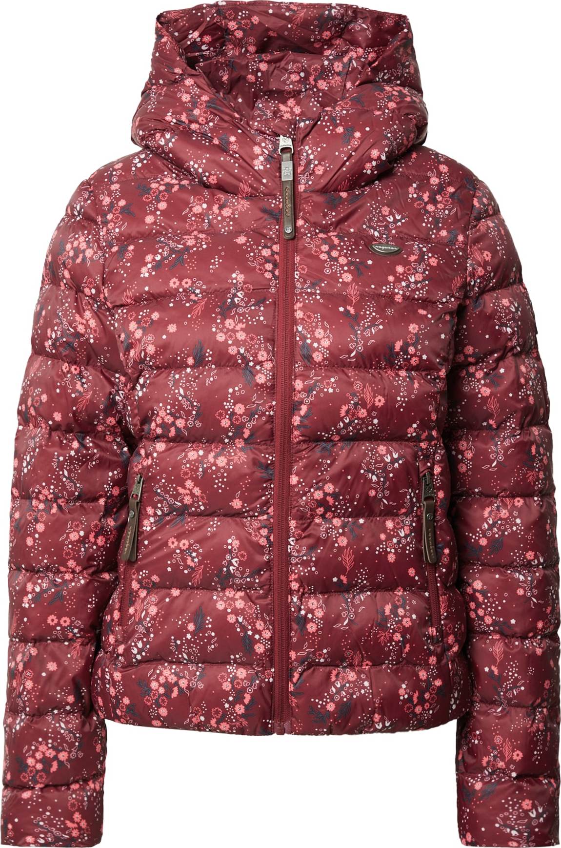 Ragwear Zimní bunda 'Tiasa' čedičová šedá / světle růžová / vínově červená / offwhite