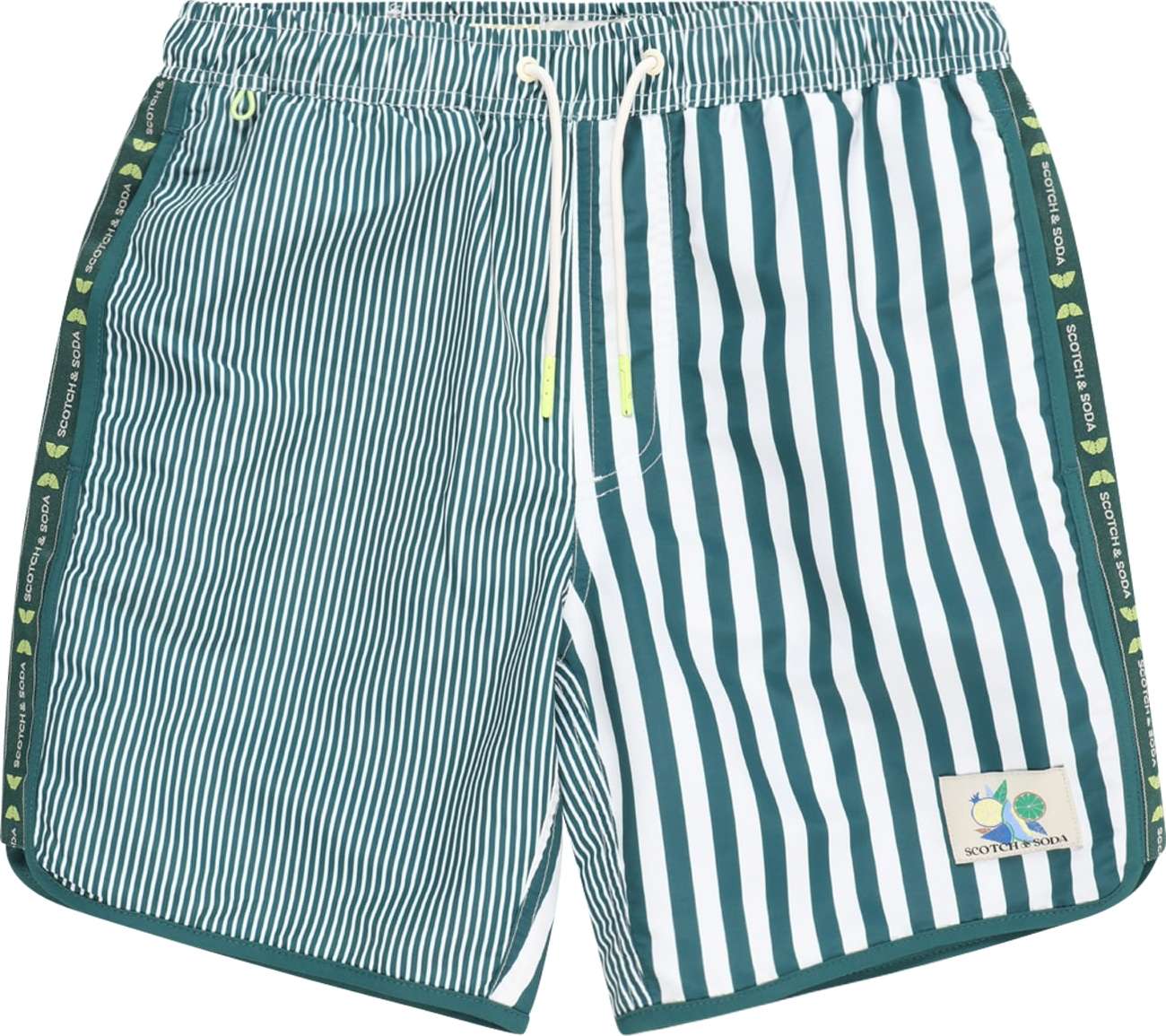 SCOTCH & SODA Plavecké šortky tmavě zelená / bílá