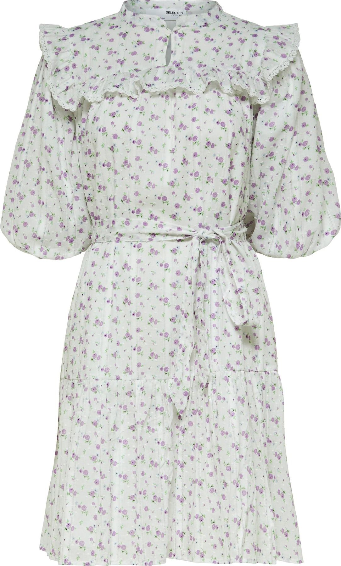 SELECTED FEMME Košilové šaty 'Susy' zelená / světle fialová / bílá