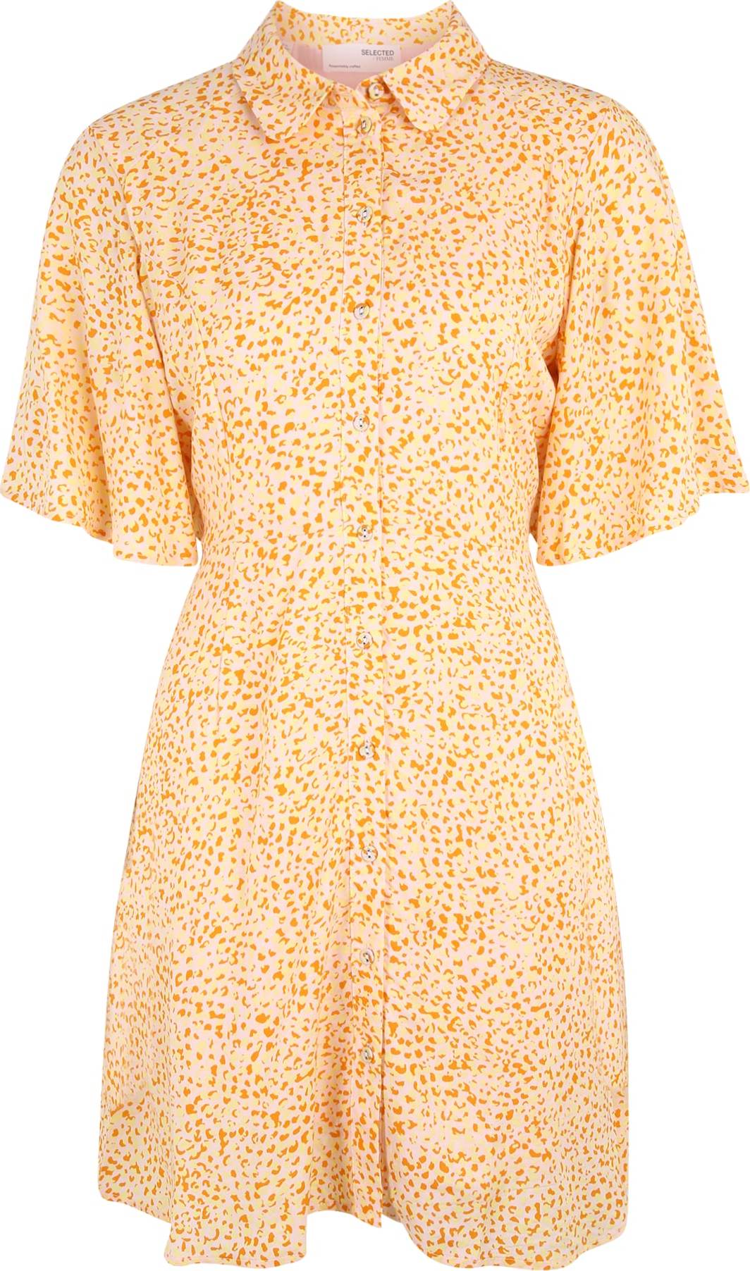 Selected Femme Petite Košilové šaty 'JALINA' medová / světle žlutá / růžová