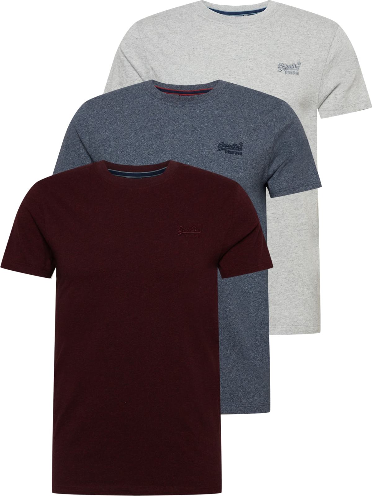 Superdry Tričko chladná modrá / šedý melír / bordó