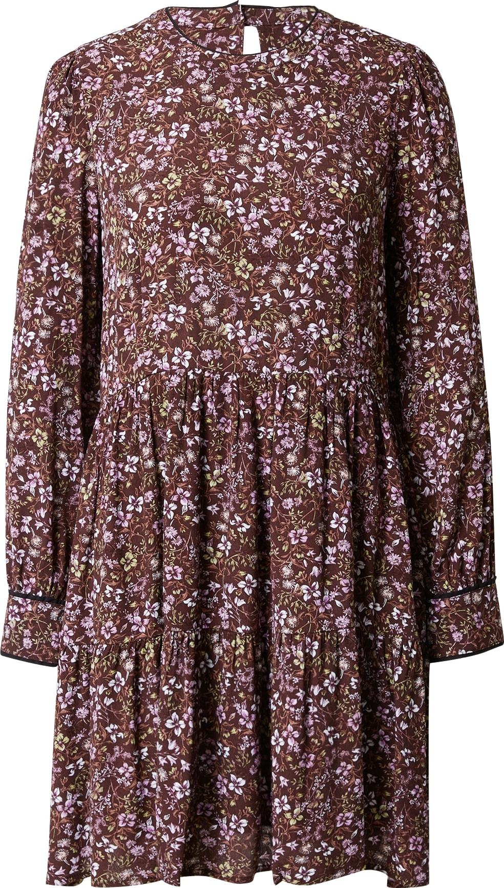 Thought Šaty 'Lilith' hnědá / světle žlutá / pastelová fialová