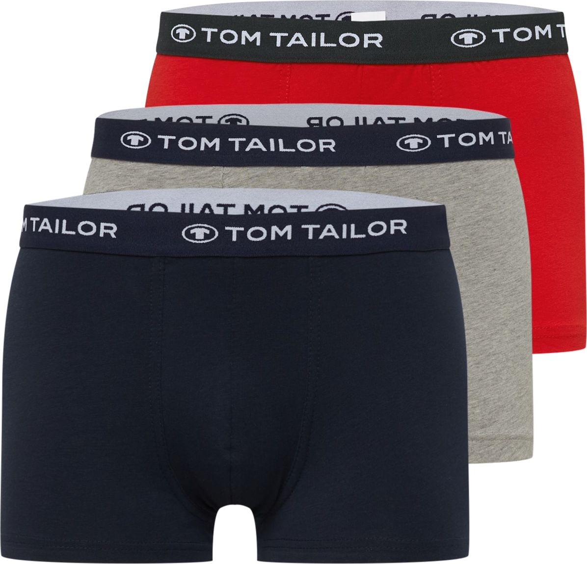 TOM TAILOR Boxerky tmavě modrá / šedý melír / červená / bílá