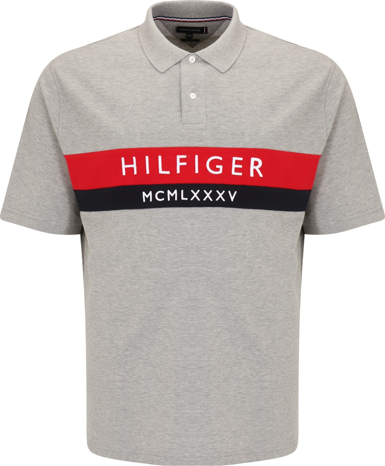 Tommy Hilfiger Big & Tall Tričko šedý melír / červená / bílá