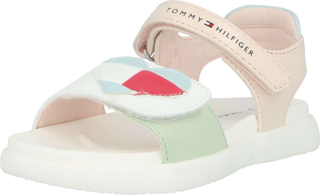 TOMMY HILFIGER Sandály světlemodrá / růžová / grenadina / bílá