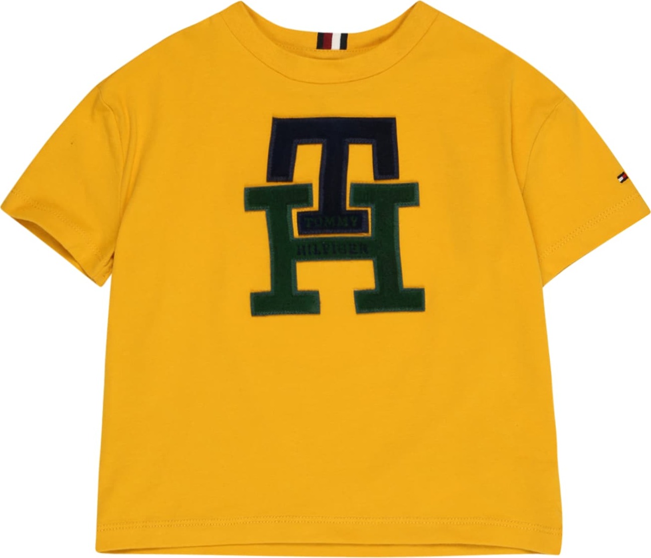 TOMMY HILFIGER Tričko noční modrá / šafrán / tmavě zelená