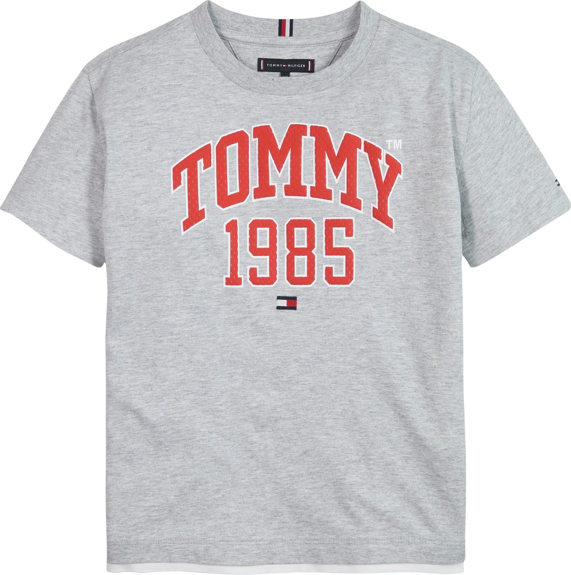TOMMY HILFIGER Tričko námořnická modř / šedý melír / červená / bílá