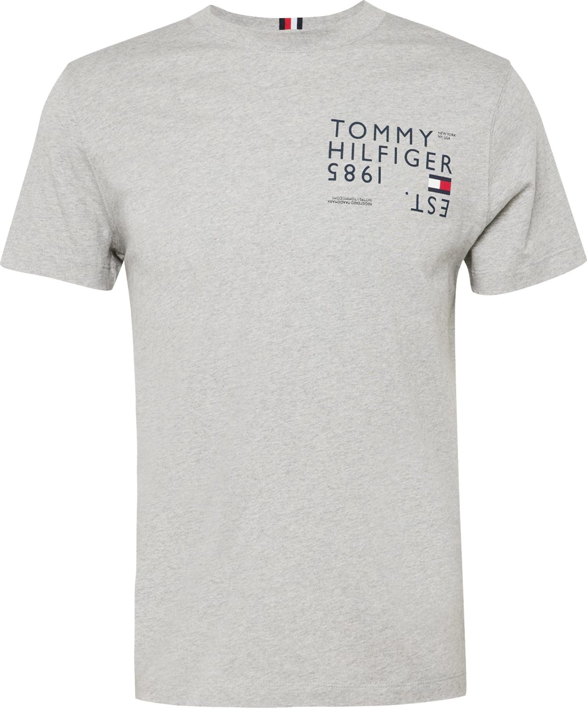 TOMMY HILFIGER Tričko šedý melír / červená / černá / bílá