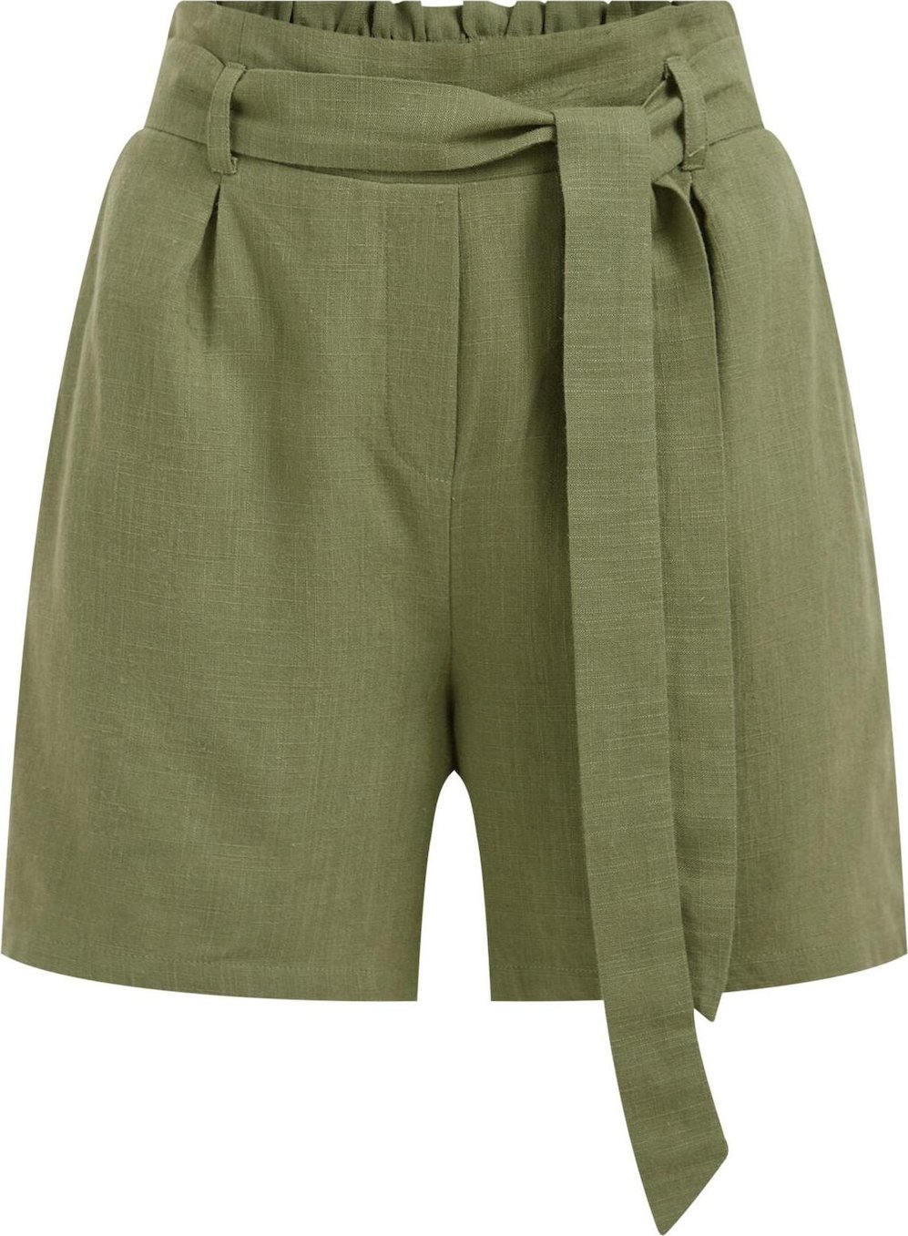 WE Fashion Kalhoty se sklady v pase olivová