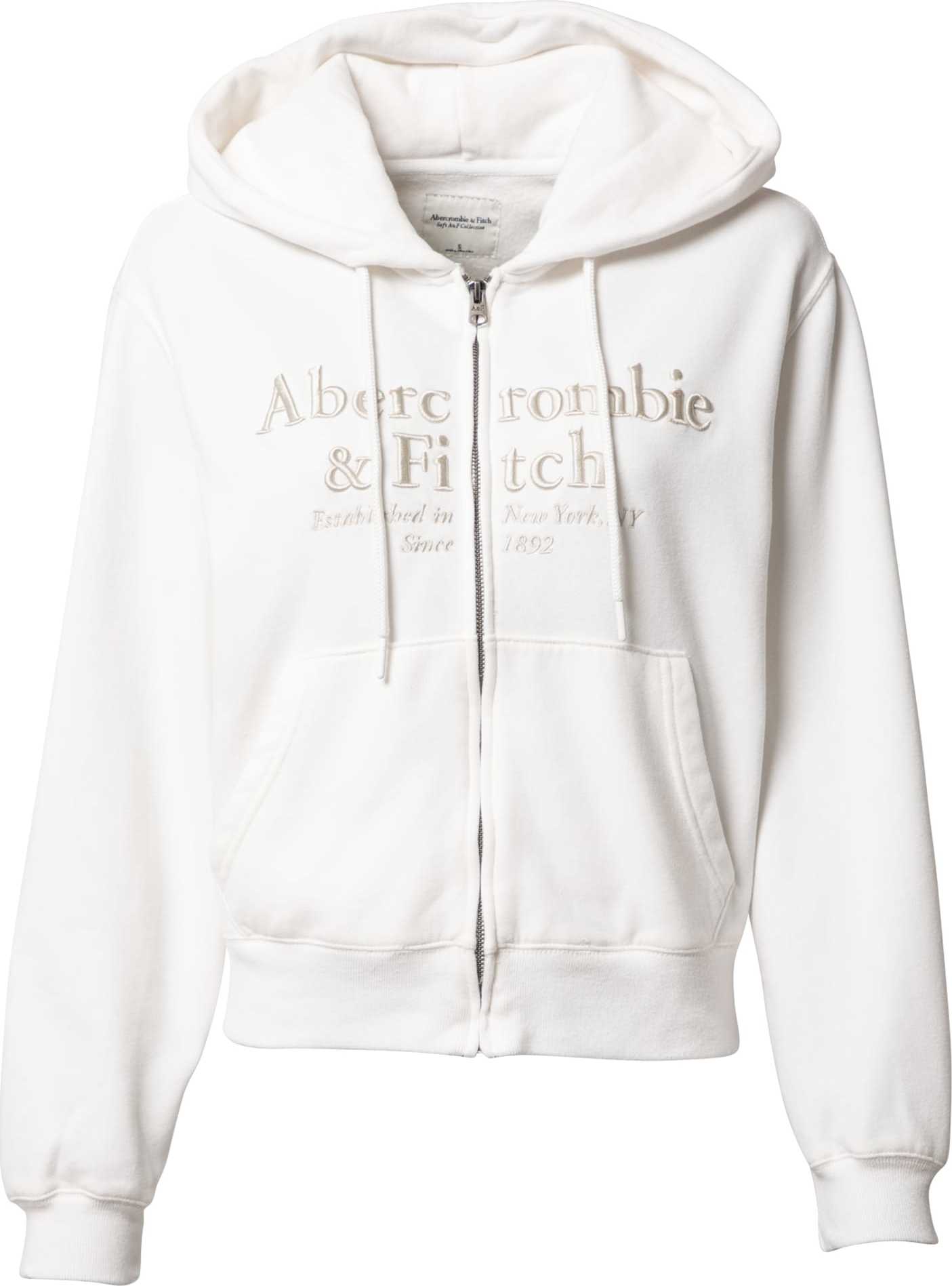 Abercrombie & Fitch Mikina béžová / bílá