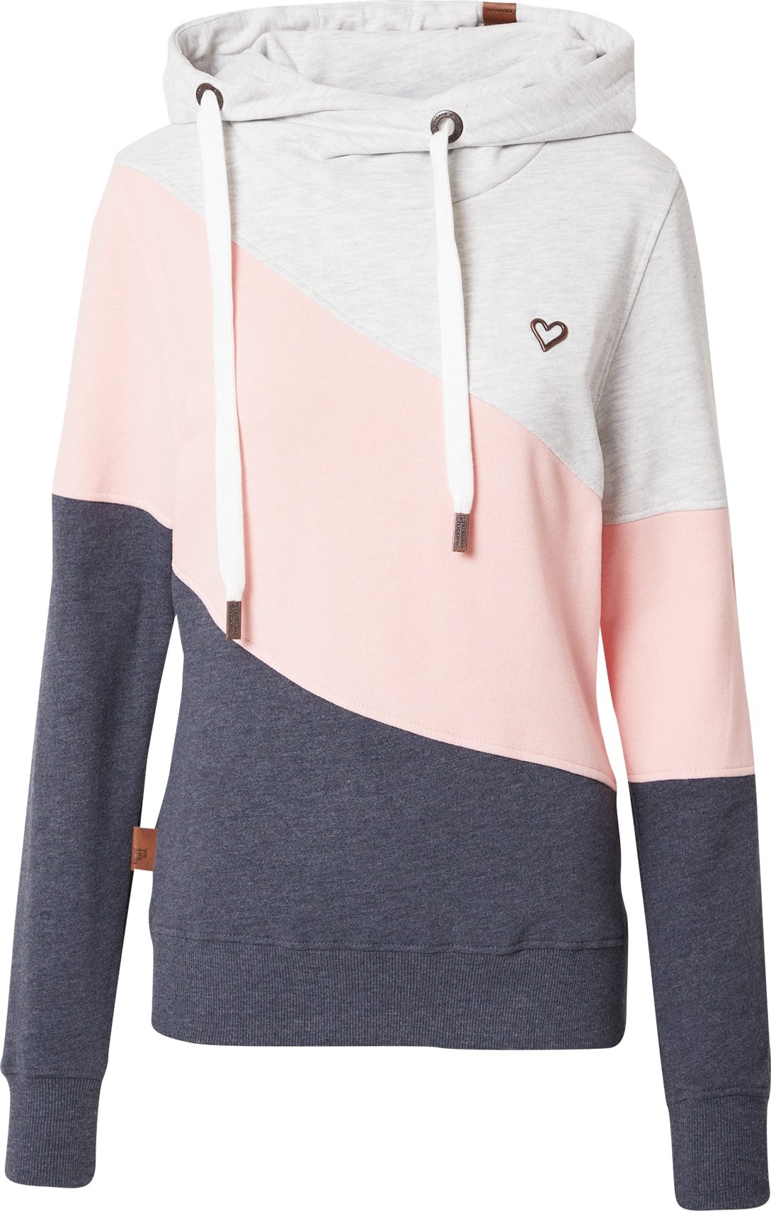 Alife and Kickin Mikina 'StacyAK' marine modrá / hnědá / pastelově růžová / offwhite
