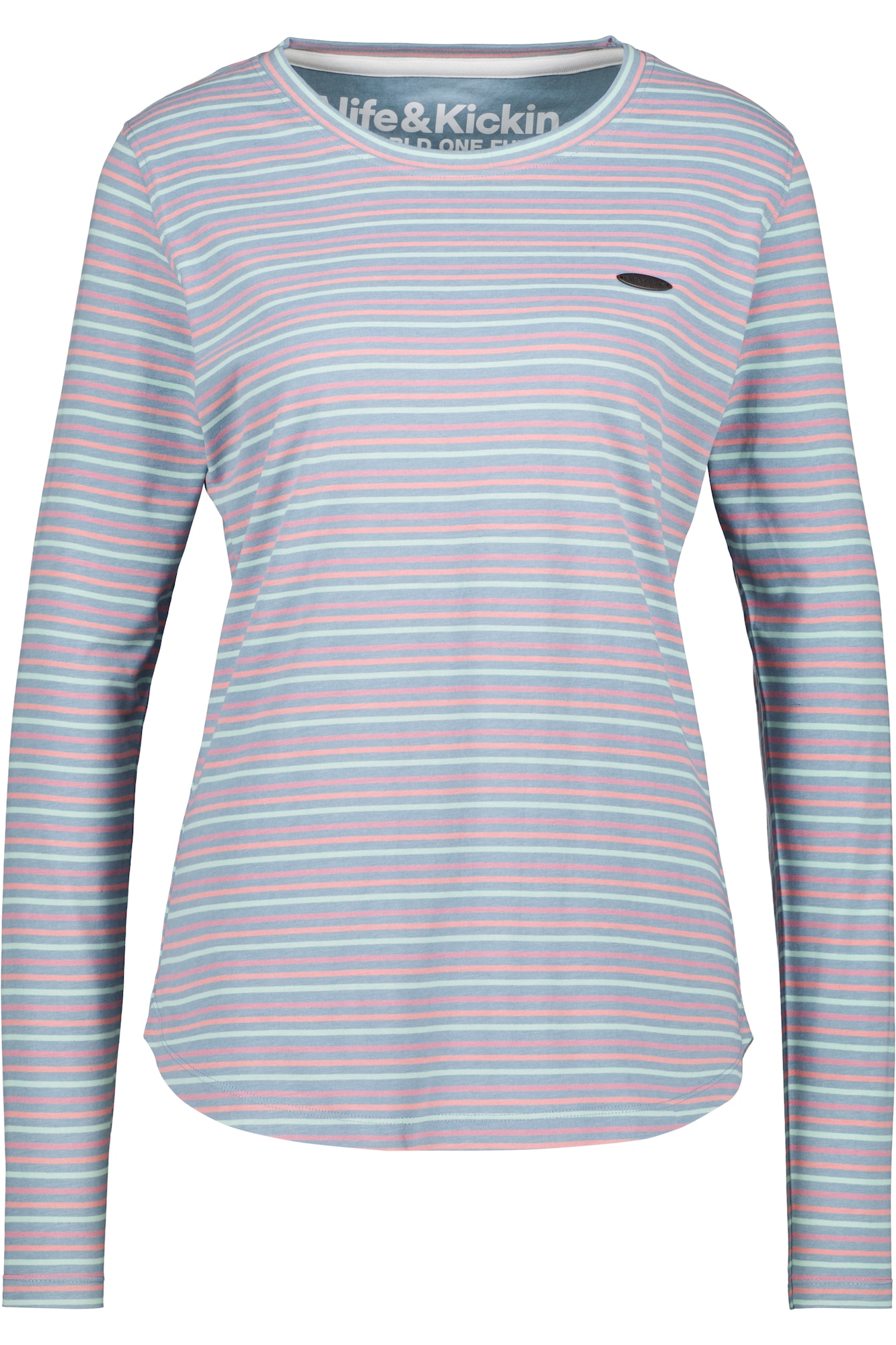 Alife and Kickin Tričko 'LeaAK' aqua modrá / šedá / pink