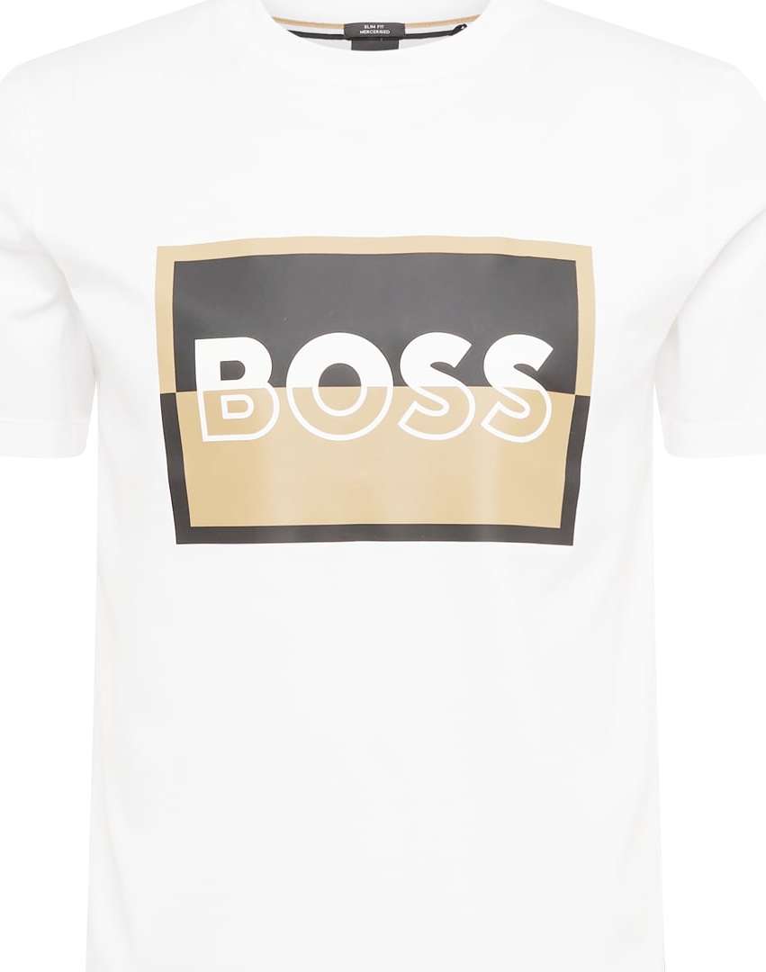 BOSS Black Tričko 'Tessler' písková / antracitová / bílá