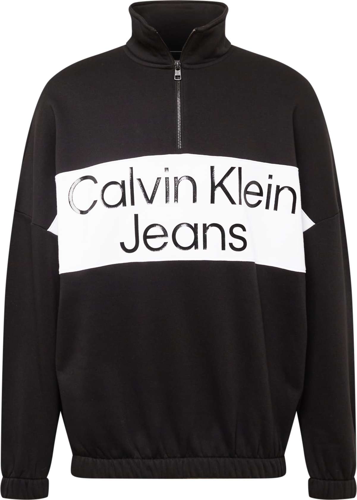 Calvin Klein Jeans Mikina černá / bílá