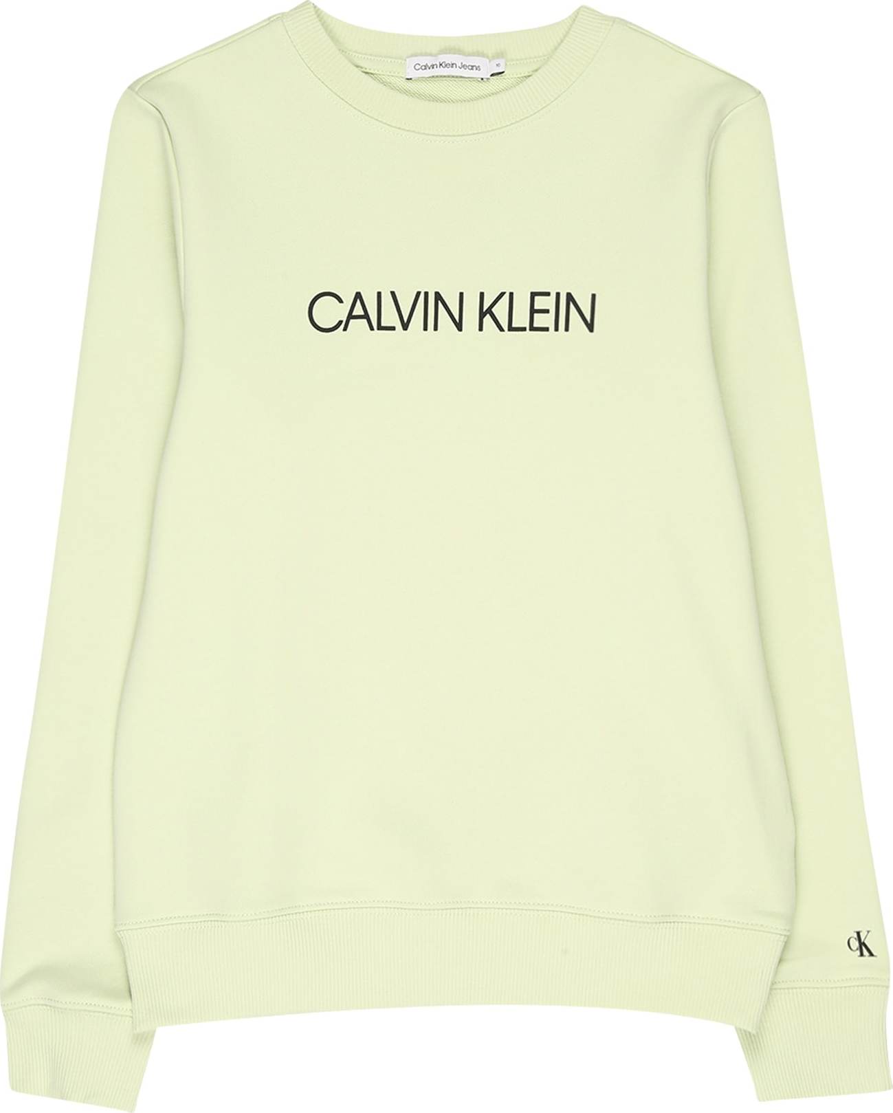 Calvin Klein Jeans Mikina světle zelená / černá