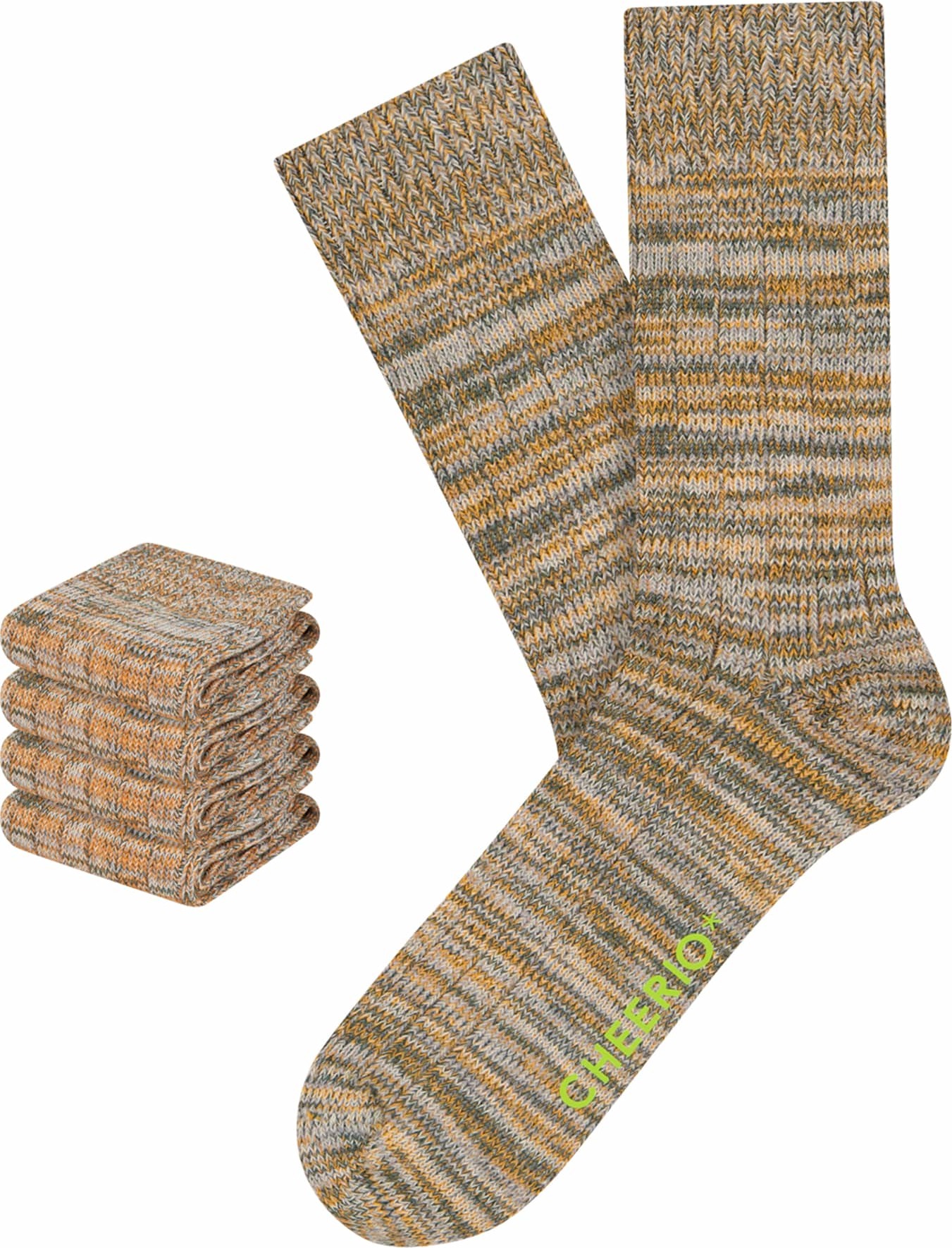 CHEERIO* Ponožky béžový melír / šedá / oranžová / černá