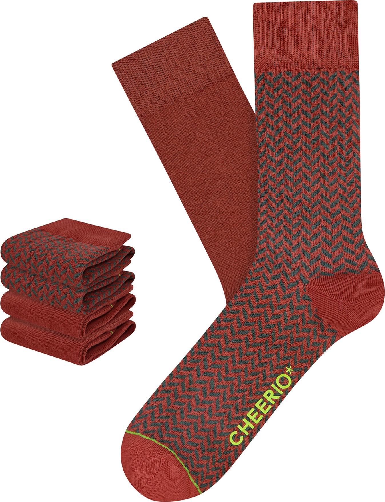 CHEERIO* Ponožky 'Herringbone Homie' zelená / tmavě zelená / červená