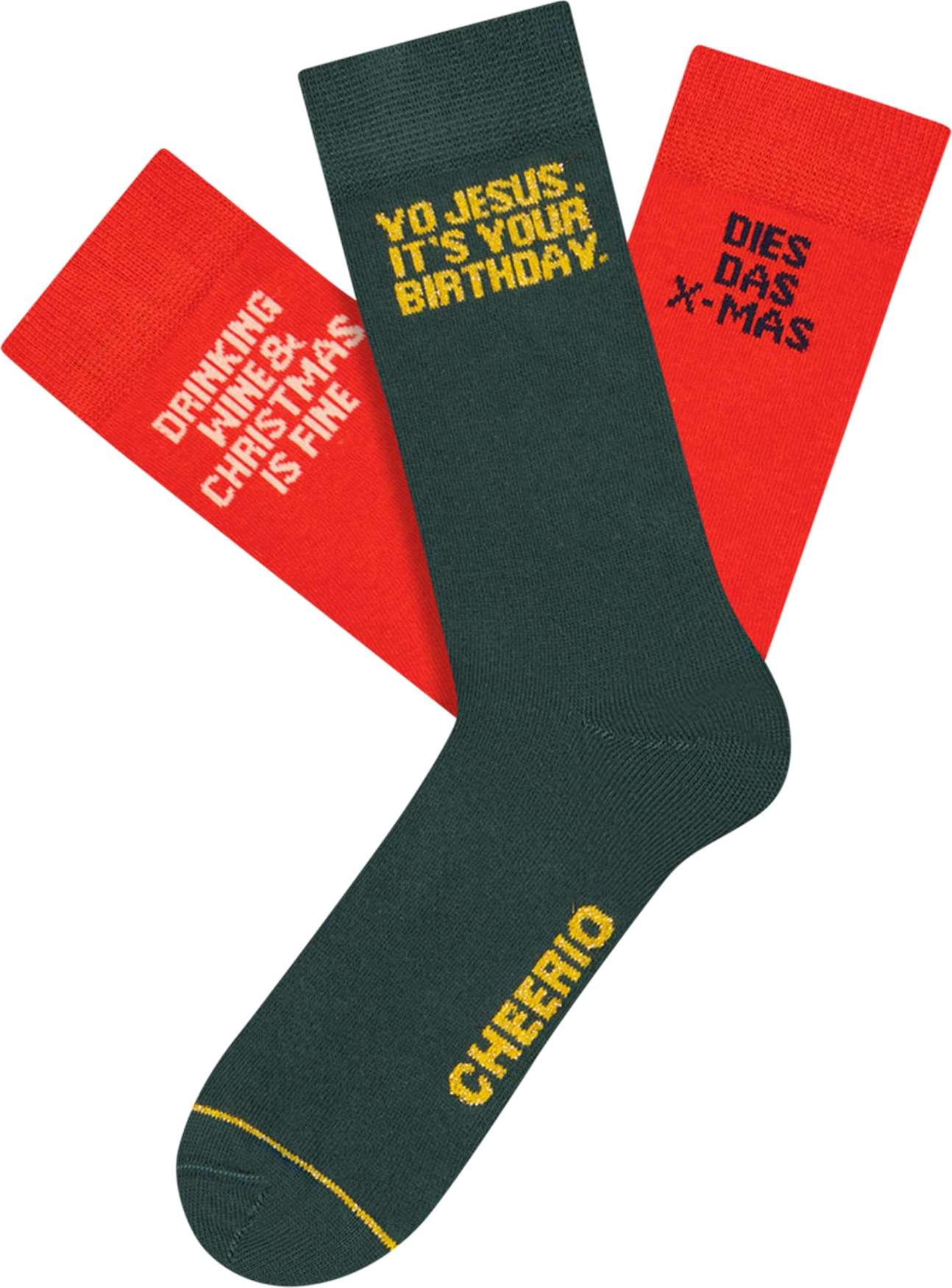 CHEERIO* Ponožky 'Wisechristmas' žlutá / červená / bílá