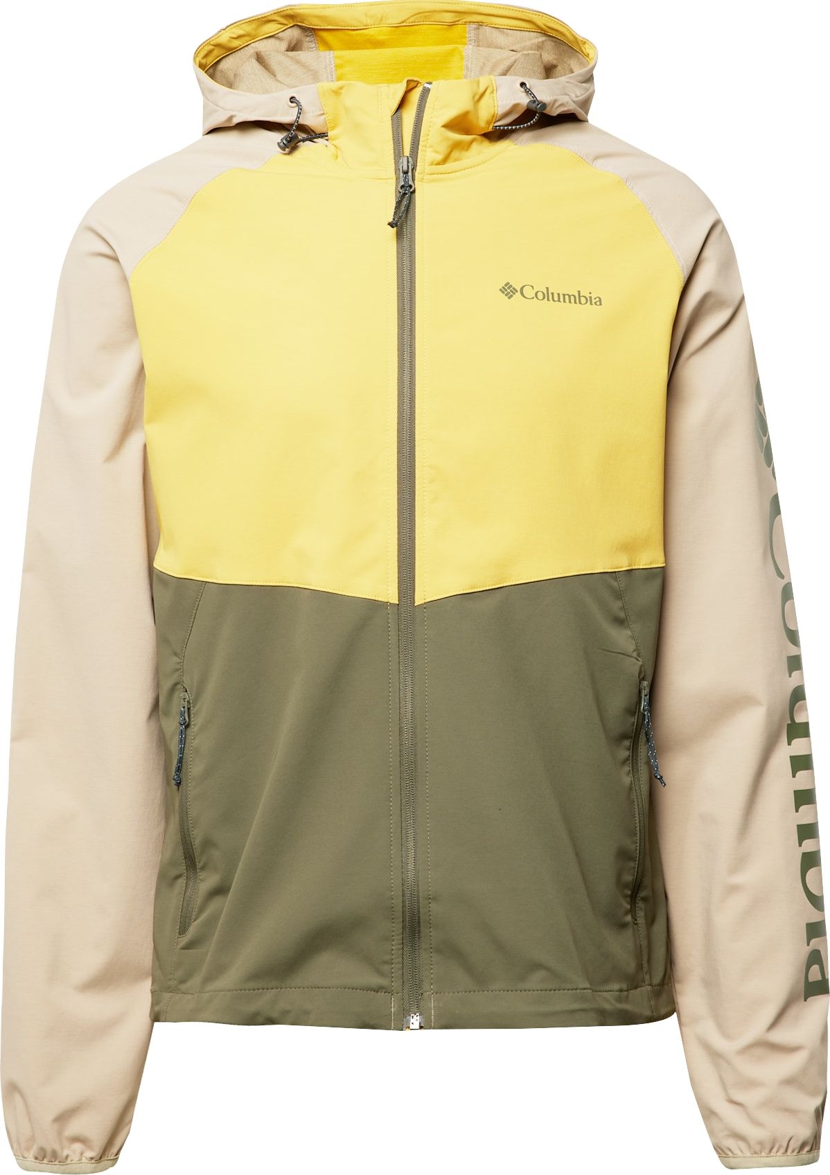 COLUMBIA Outdoorová bunda 'Panther Creek' režná / světle žlutá / khaki