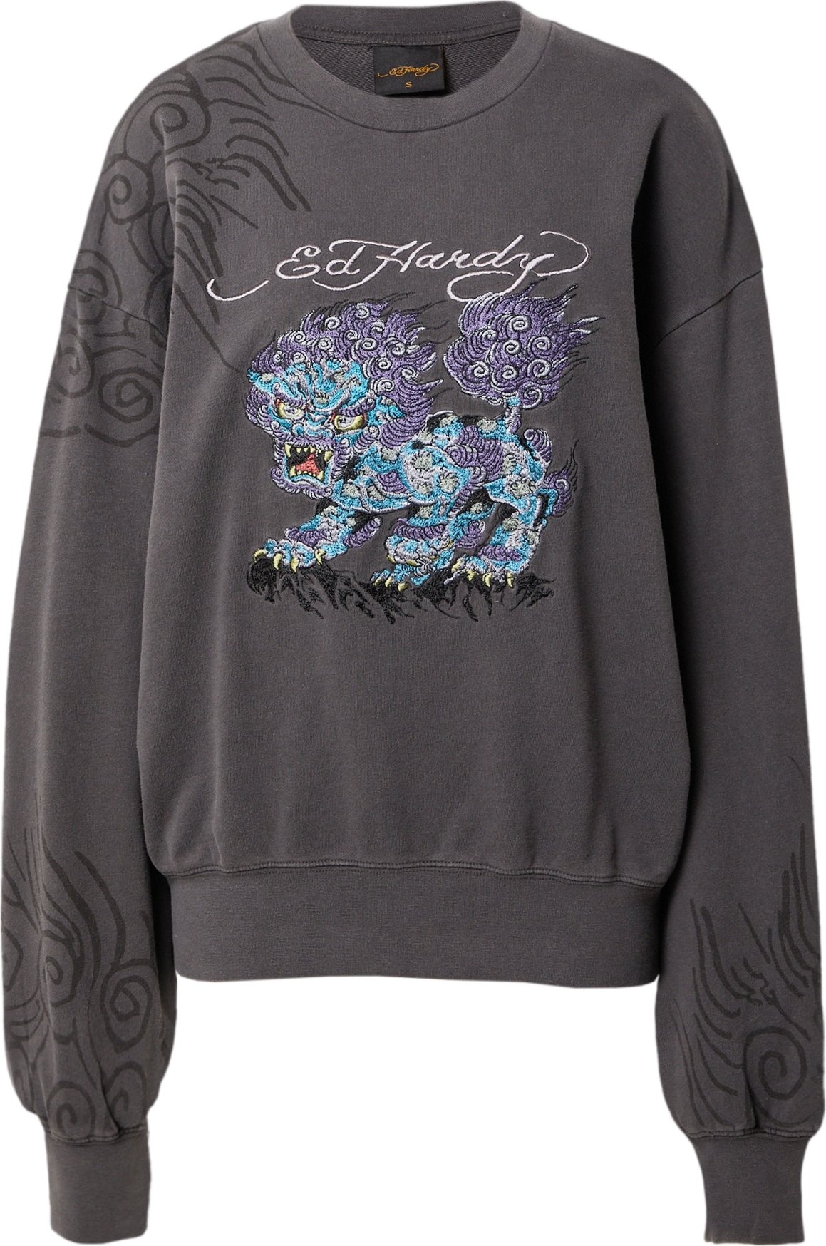 Ed Hardy Mikina modrá / světle fialová / černá / bílá