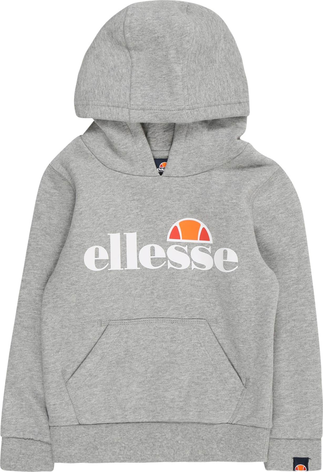 ELLESSE Mikina 'Jero Oh' šedý melír / oranžová / červená / bílá