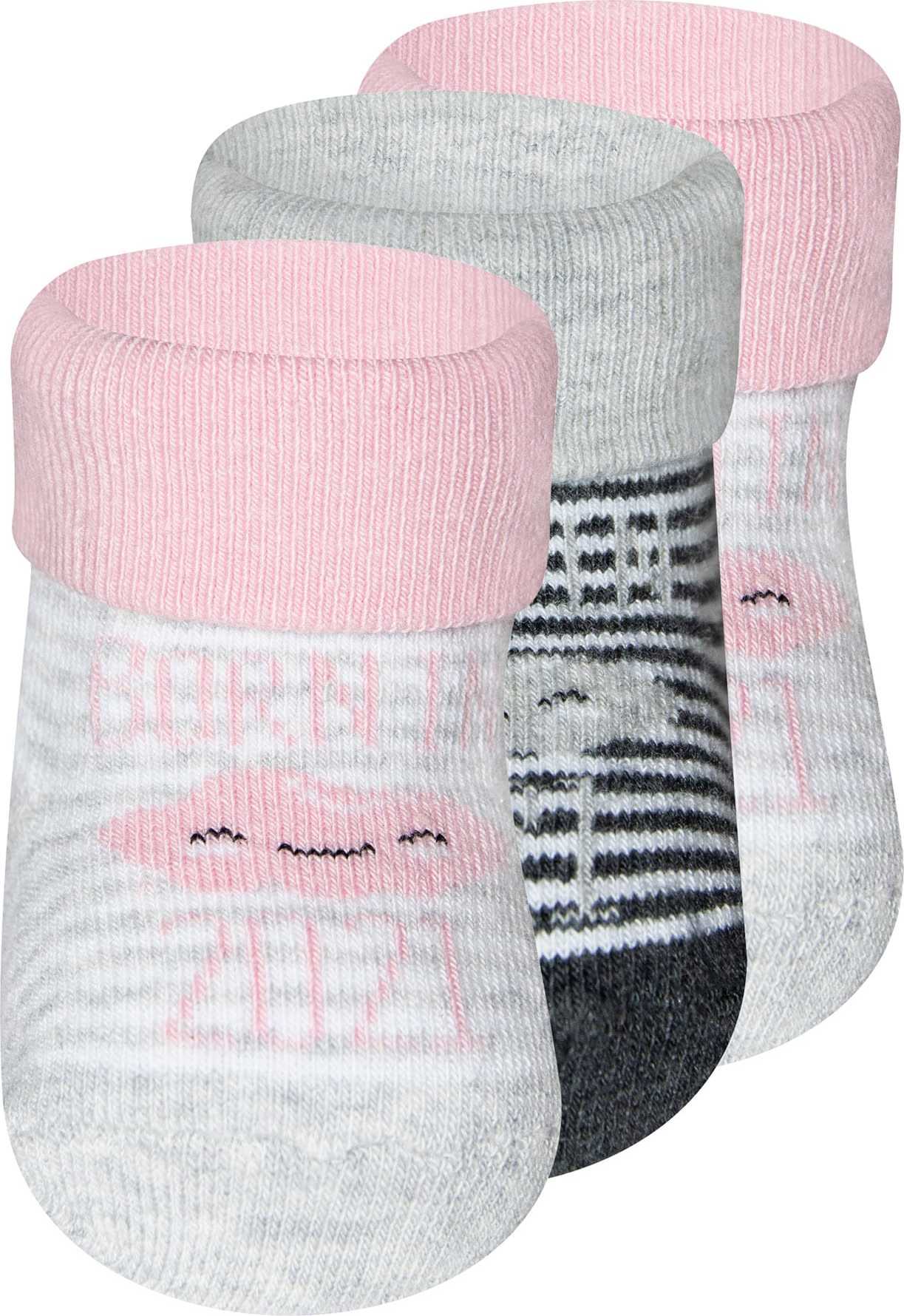 EWERS Ponožky světle šedá / tmavě šedá / šedý melír / růžová