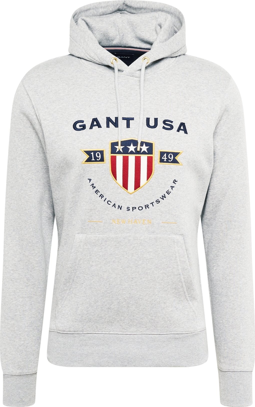 GANT Mikina 'BANNER' námořnická modř / zlatá / šedý melír / červená