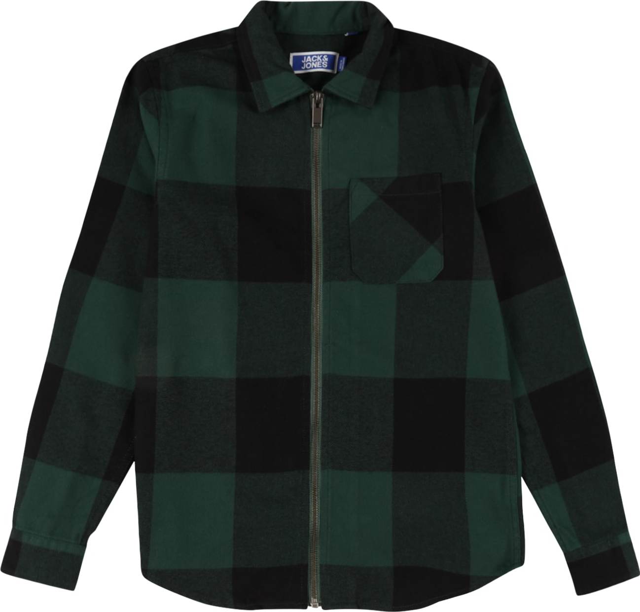 Jack & Jones Junior Košile 'DEREK' tmavě zelená / černá