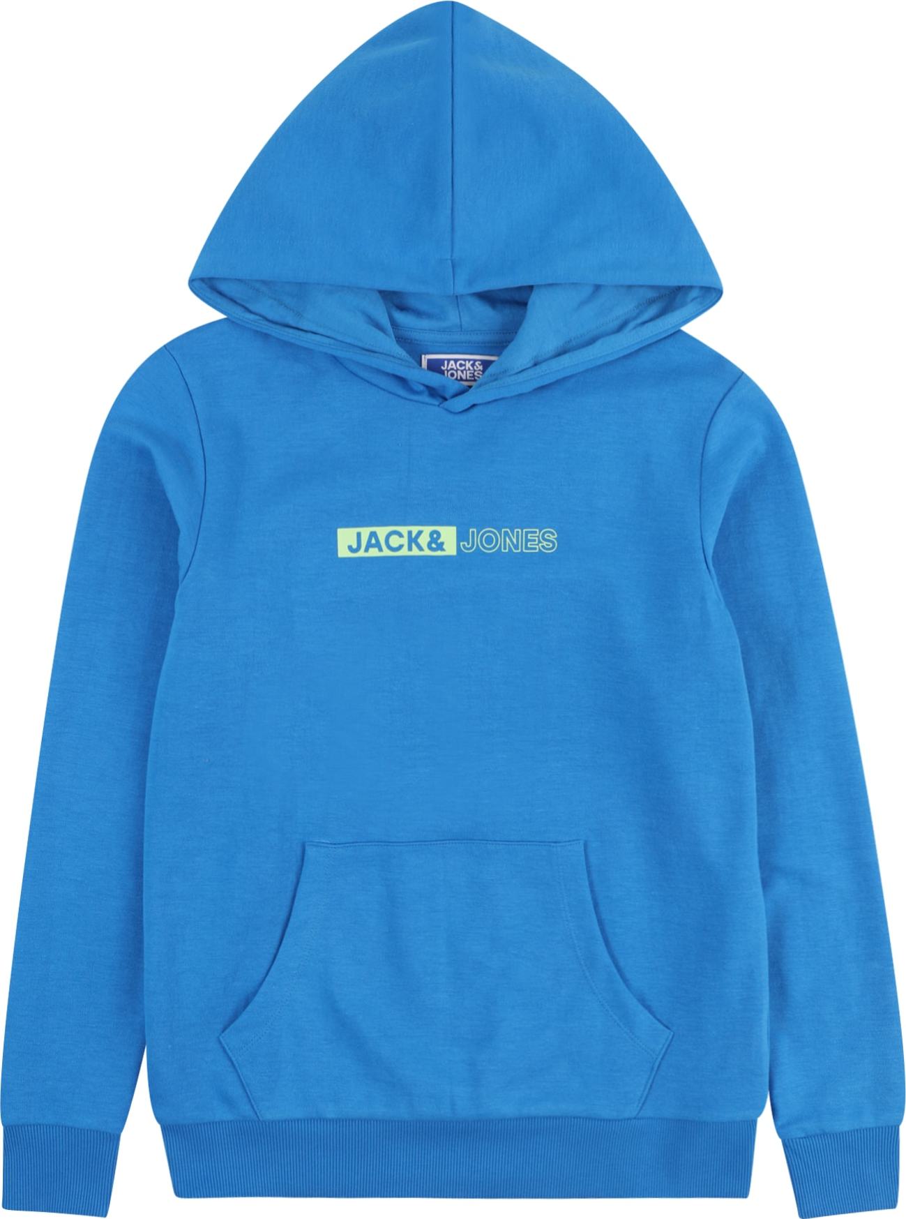 Jack & Jones Junior Mikina 'NEO' nebeská modř / světle zelená