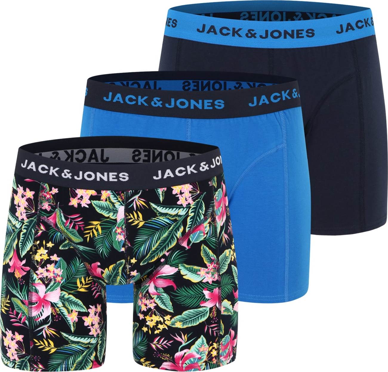 Jack & Jones Plus Boxerky 'MACK' námořnická modř / nebeská modř / zelená / pink