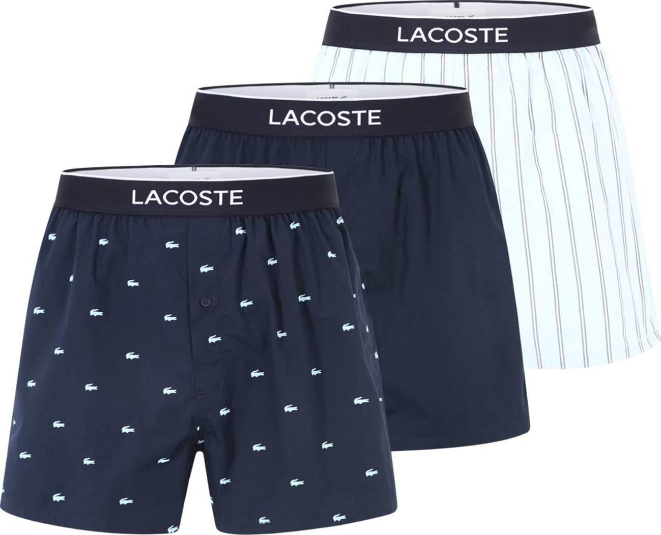 LACOSTE Boxerky marine modrá / světlemodrá / černá / bílá