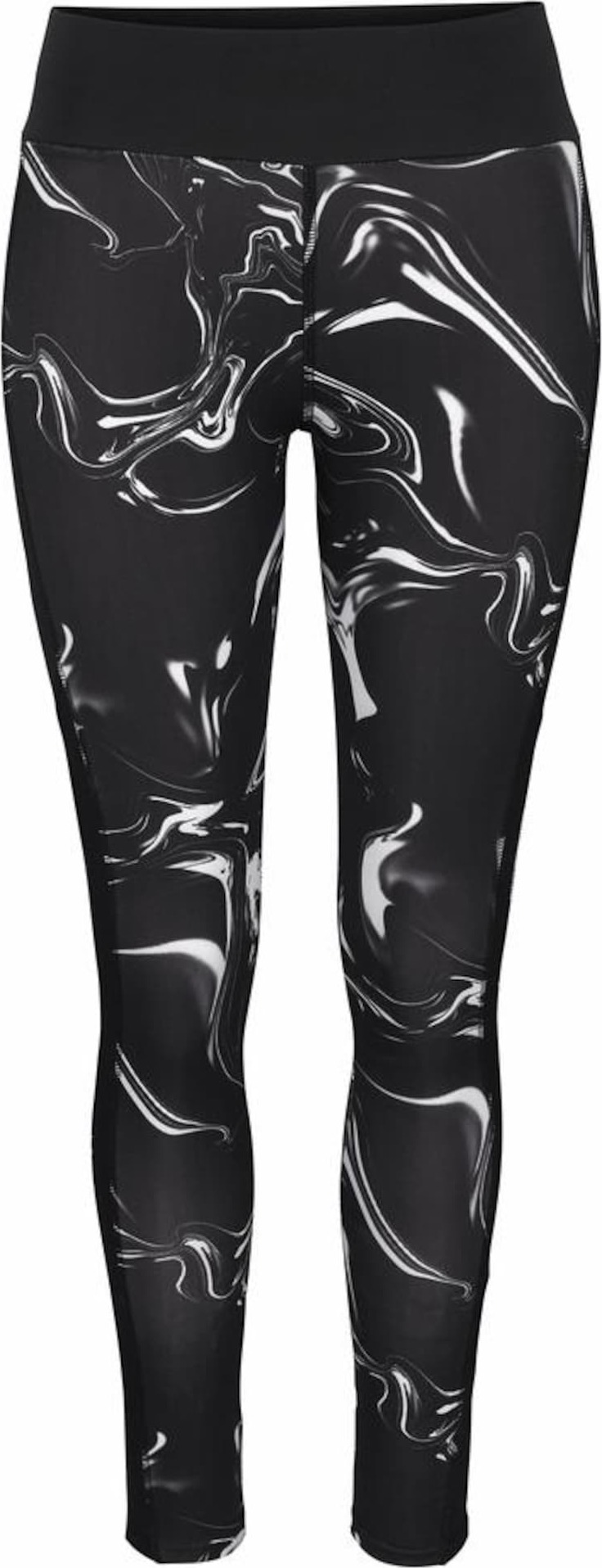 LASCANA ACTIVE Sportovní kalhoty 'Black Marble' černá / bílá