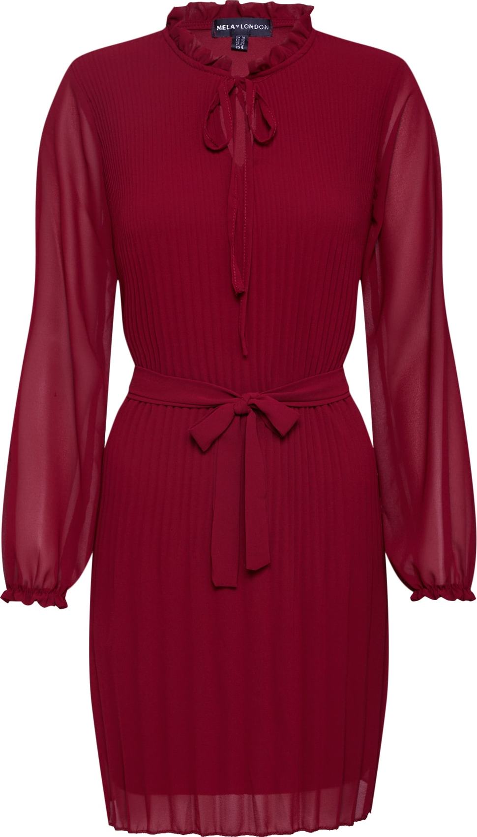 Mela London Šaty 'LONG SLEEVE PLEATED BELTED DRESS' červená