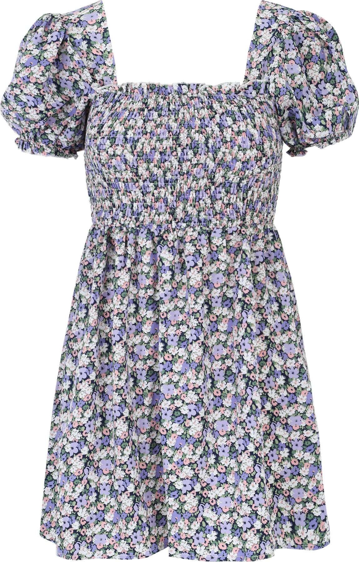 Missguided Petite Šaty zelená / lenvandulová / starorůžová / offwhite