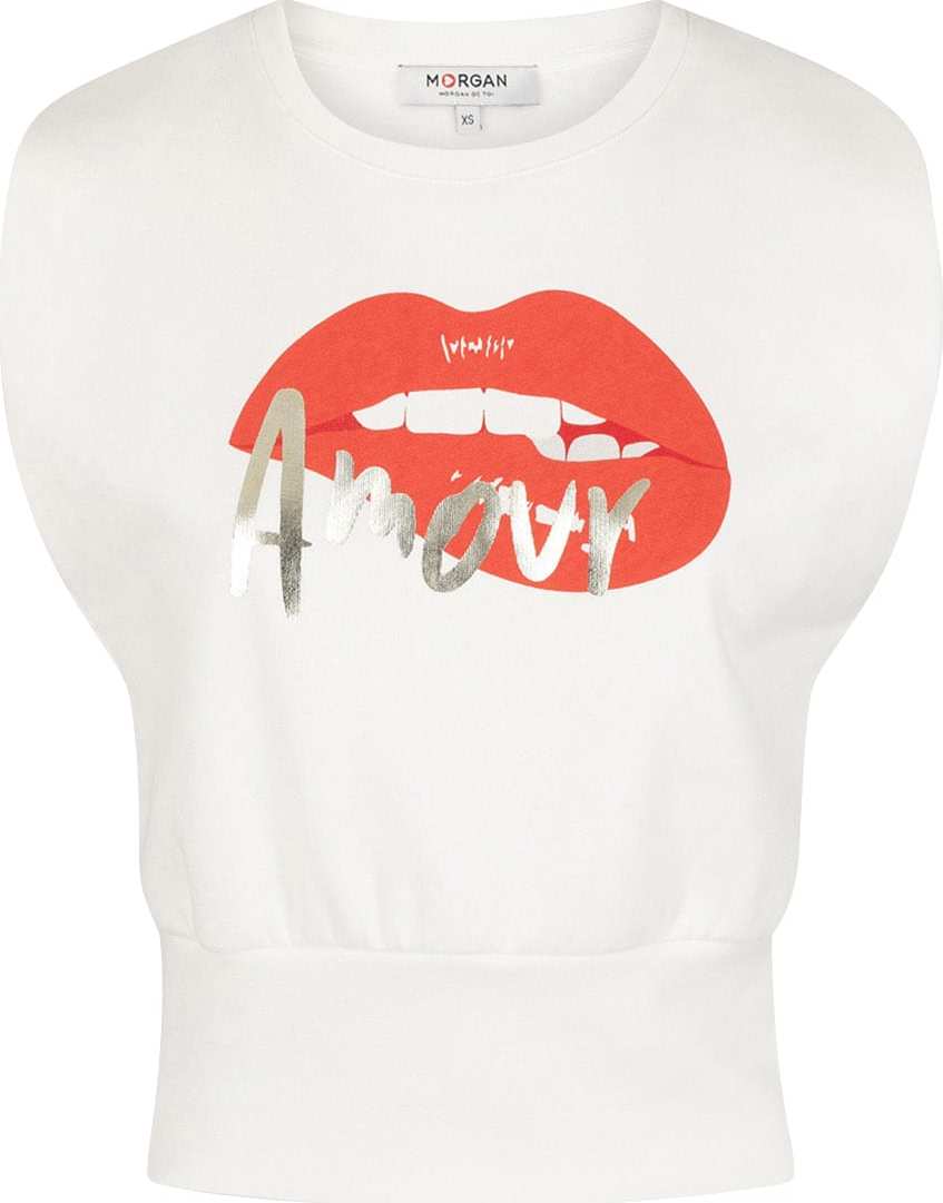 Morgan Tričko 'DION' červená / stříbrná / offwhite