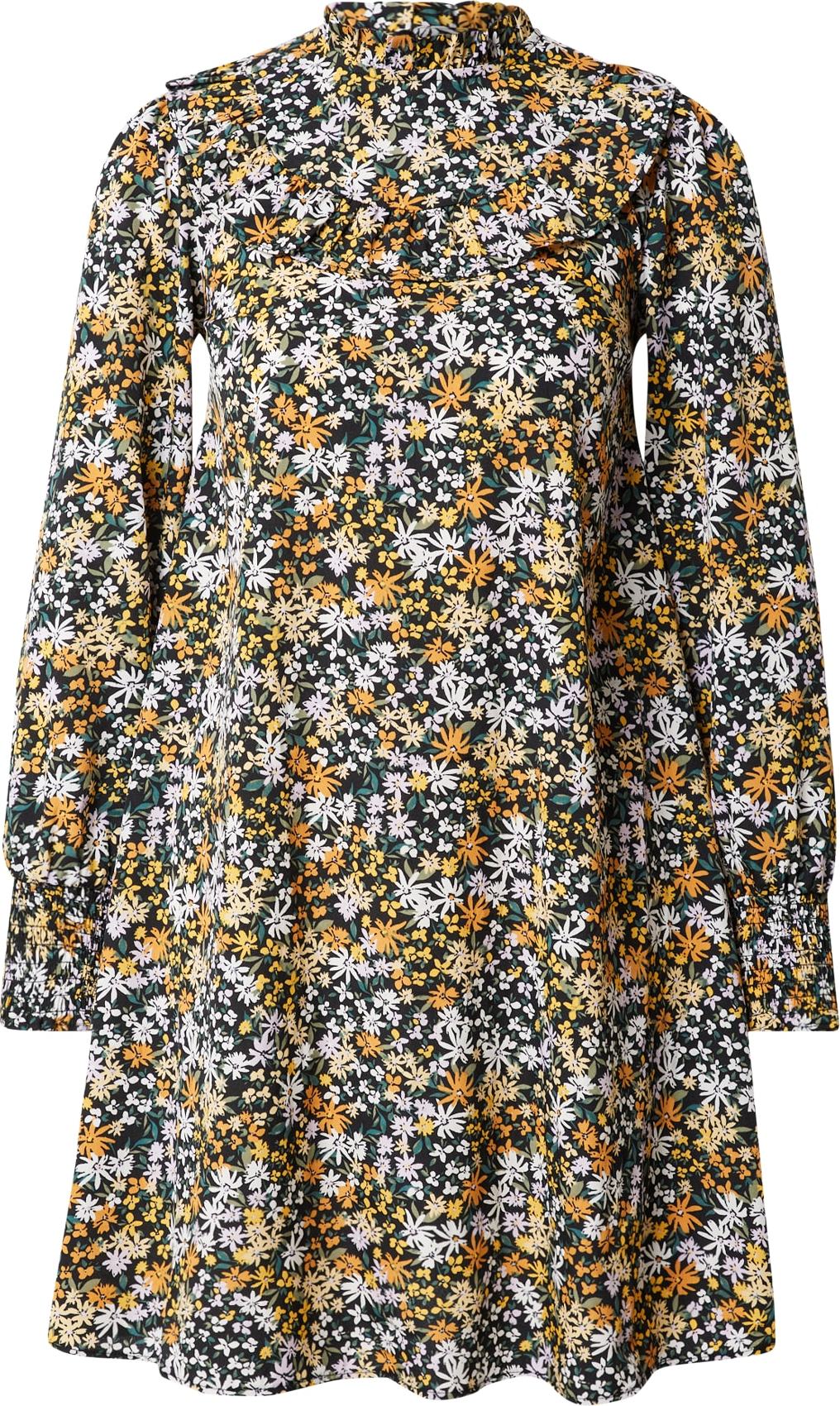 NEW LOOK Šaty světle žlutá / jasně oranžová / černá / bílá