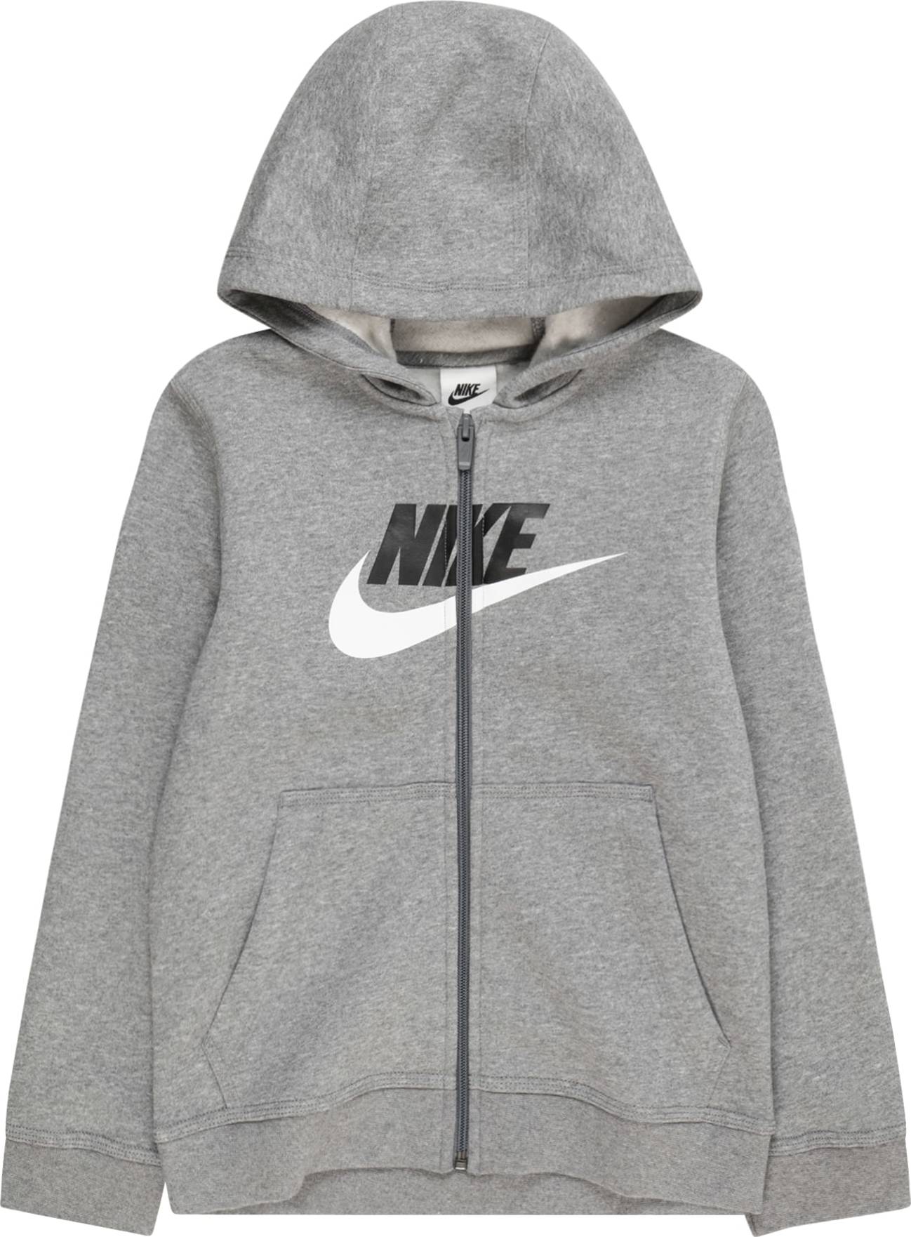 Nike Sportswear Mikina šedý melír / černá / bílá