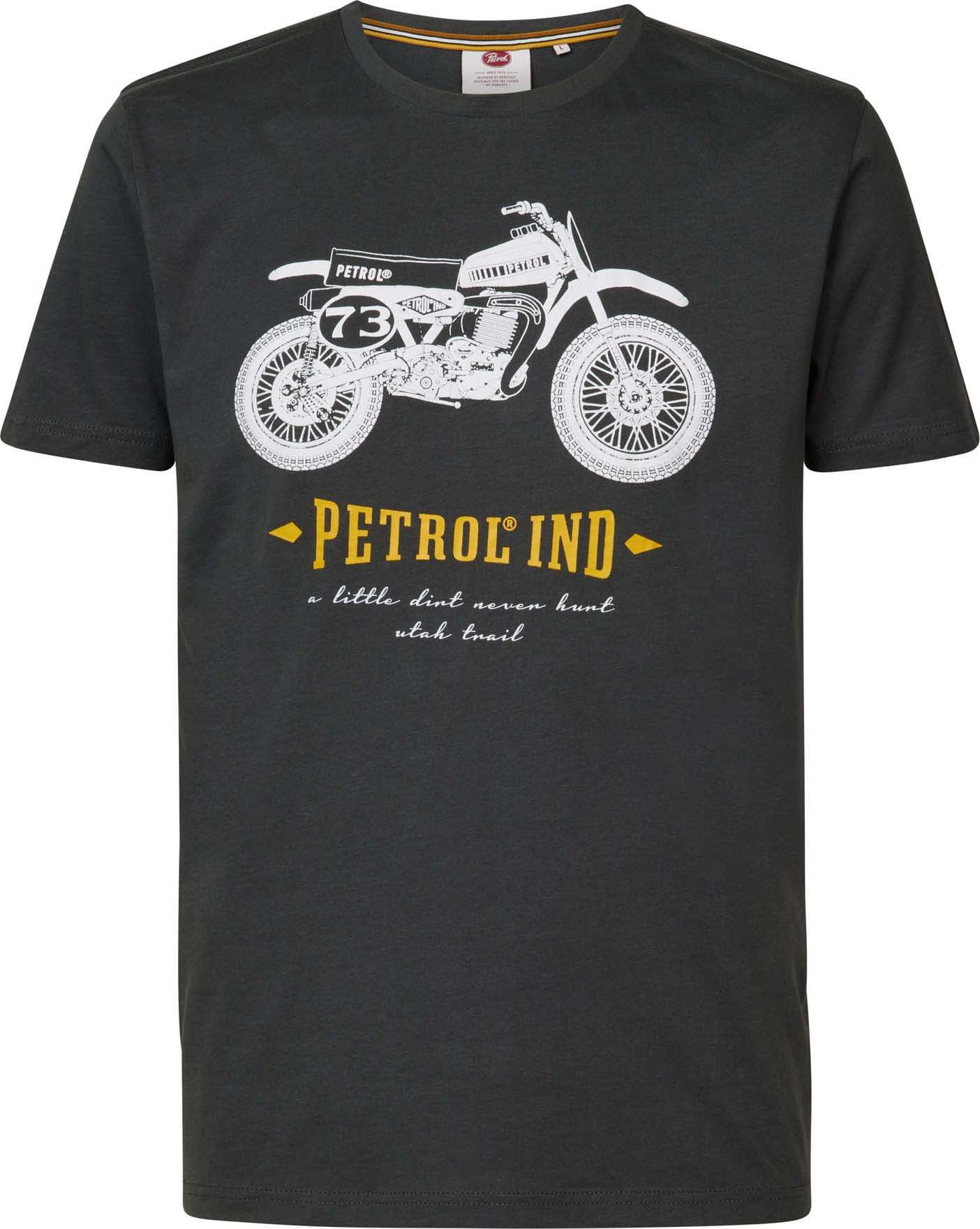 Petrol Industries Tričko žlutá / černá / offwhite