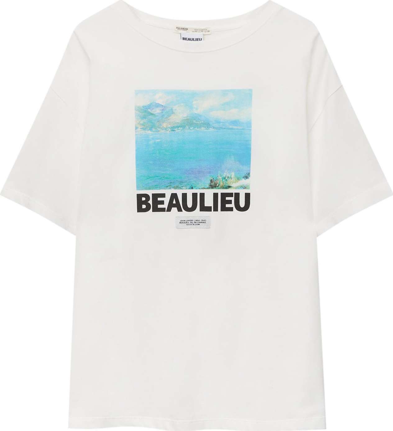 Pull&Bear Tričko aqua modrá / světle šedá / černá