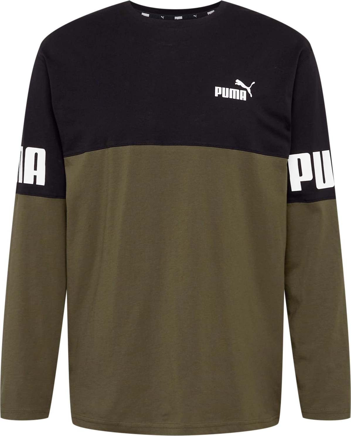 PUMA Funkční tričko khaki / černá / bílá