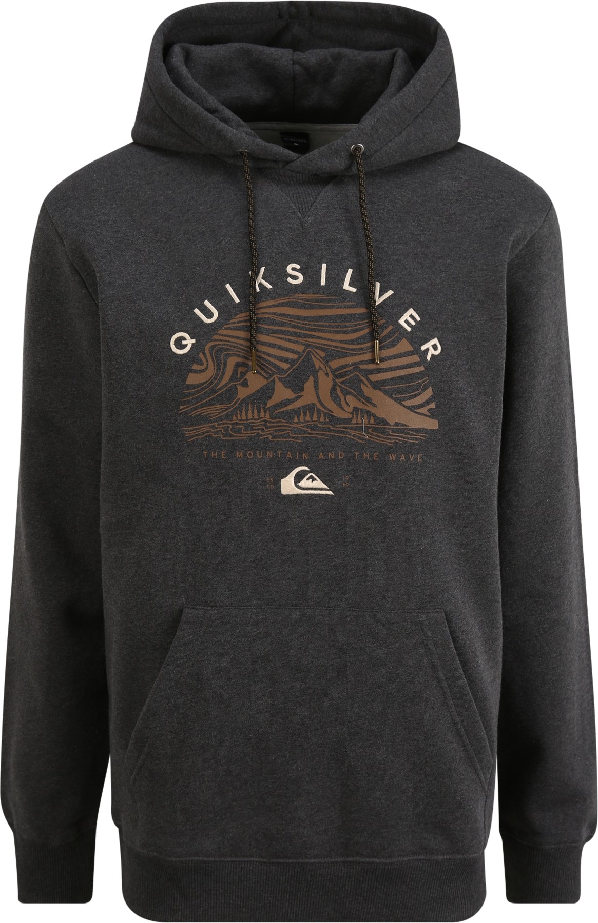 QUIKSILVER Sportovní mikina hnědá / tmavě šedá / bílá