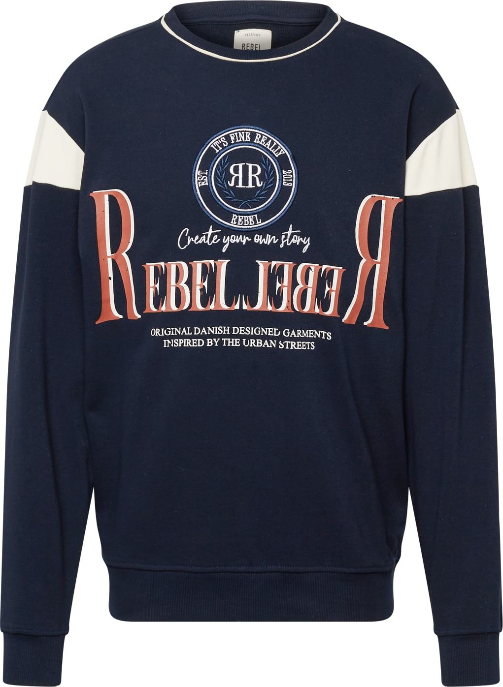 Redefined Rebel Mikina 'Jordy' nebeská modř / tmavě modrá / oranžová / bílá